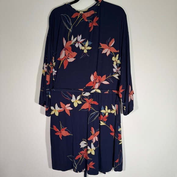 Soma Navy Floral Jersey Kimono Robe with Tie - Picture 10 of 13